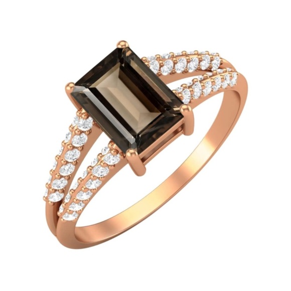 14k Vermeil Gold Natural Chocolate Quartz Ring - Picture 2 of 6